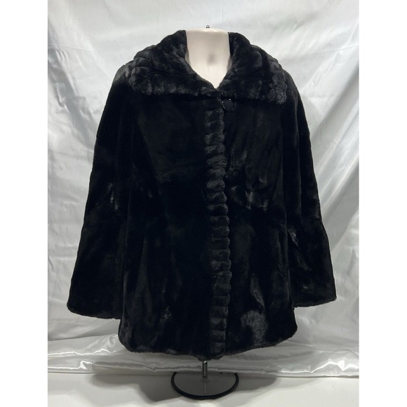 Gallery Women's Black Faux Fur Jacket Size M